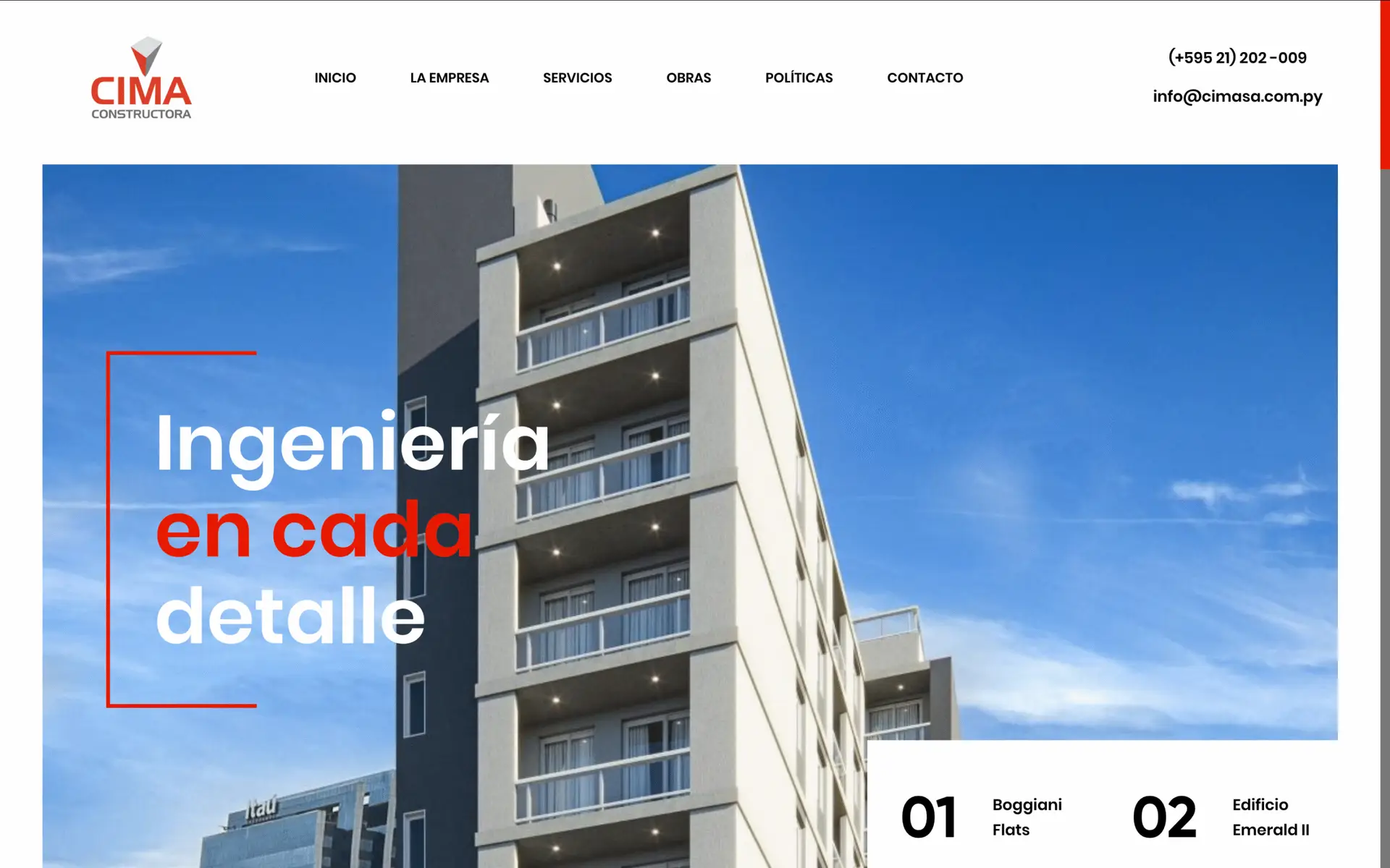 Fachada de edificio moderno construido por CIMA Constructora, empresa especializada en diseño y fiscalización de obras